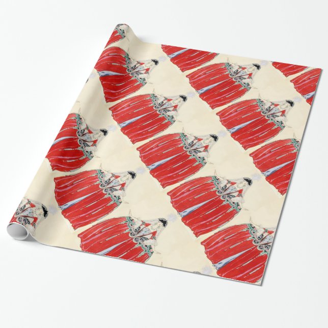 LADY IN RED FASHION COSTUME DESIGNER MAKEUP ARTIST GESCHENKPAPIER (Ungerollt)