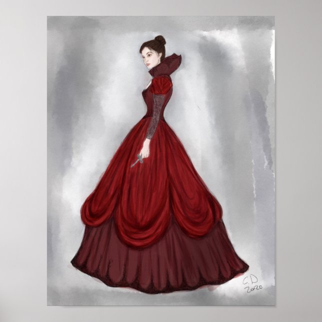 Lady in Red Poster größer Postcard (Vorne)