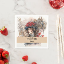 Lady in Red Valentinskiss Steampunk Aquarell