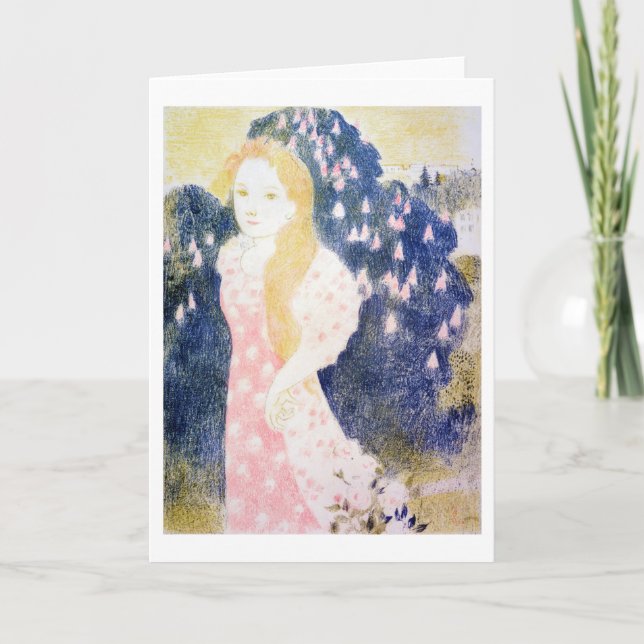 Lady in rosa Kleid, Maurice Denis Karte (Vorderseite)