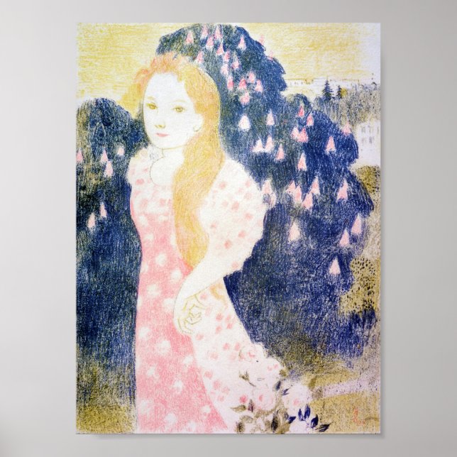 Lady in rosa Kleid, Maurice Denis Poster (Vorne)
