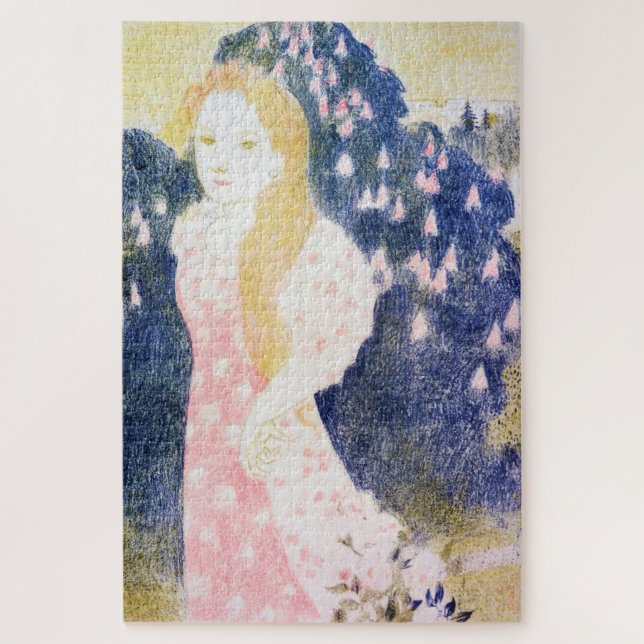 Lady in rosa Kleid, Maurice Denis Puzzle (Vertikal)