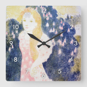 Lady in rosa Kleid, Maurice Denis Quadratische Wanduhr