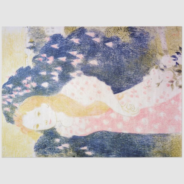 Lady in rosa Kleid, Maurice Denis Seidenpapier (Vorderseite)