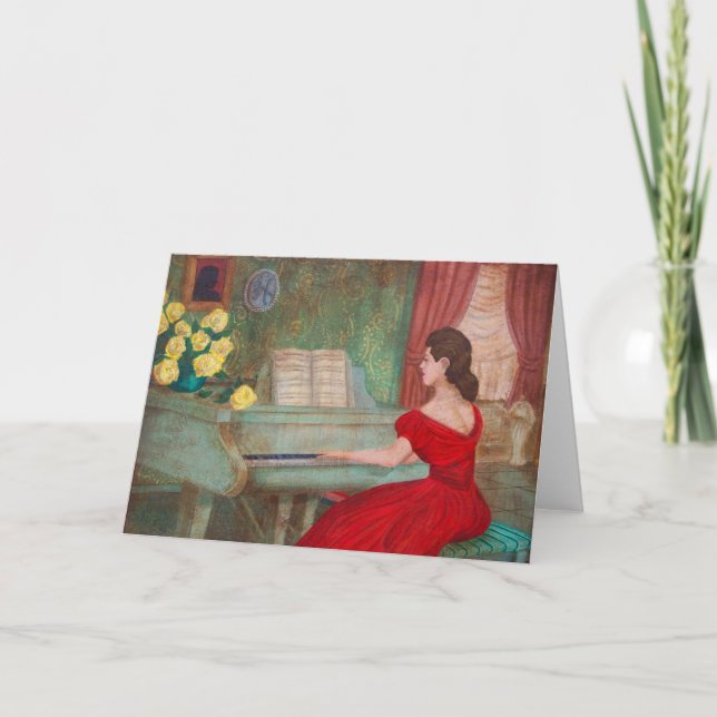 Lady in Rot Karte (Vorderseite)