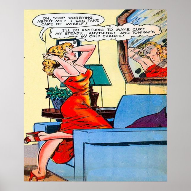 Lady in rotem Retro-Vintag Poster (Vorne)