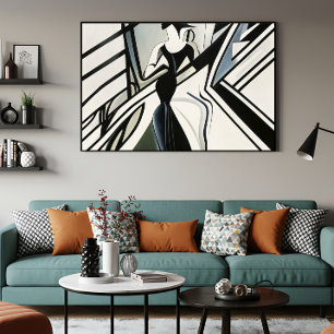 Lady in Silhouette Art Deco Leinwanddruck