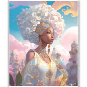 Lady in surreal World African American Art Aufkleber