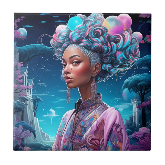 Lady in Surreal World African American Art Lila Fliese (Vorderseite)