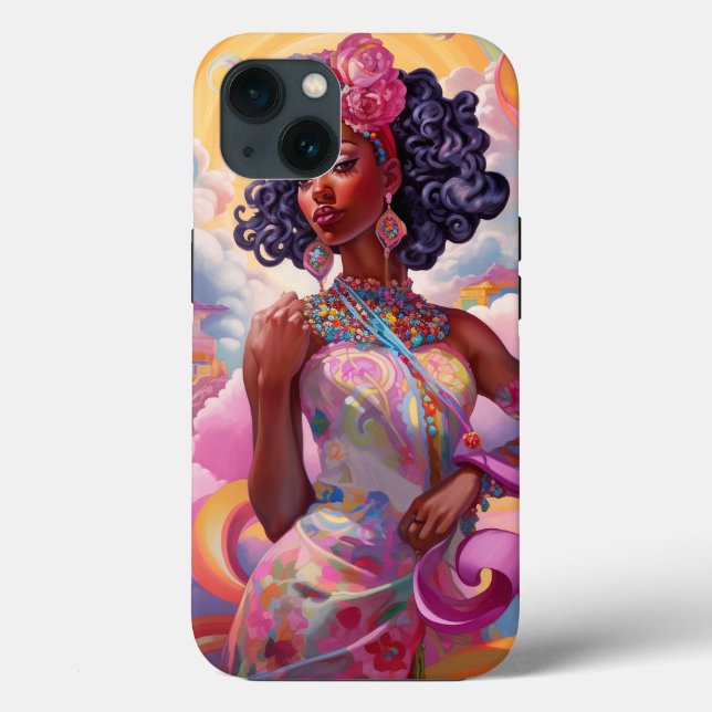 Lady in Surreal World African American Art Pink Case-Mate iPhone Hülle (Rückseite)