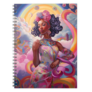 Lady in Surreal World African American Art Pink Notizblock