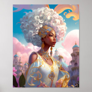 Lady in surreal World African American Art Poster