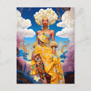 Lady in surreal World African American Art Postkarte