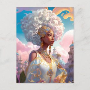 Lady in surreal World African American Art Postkarte