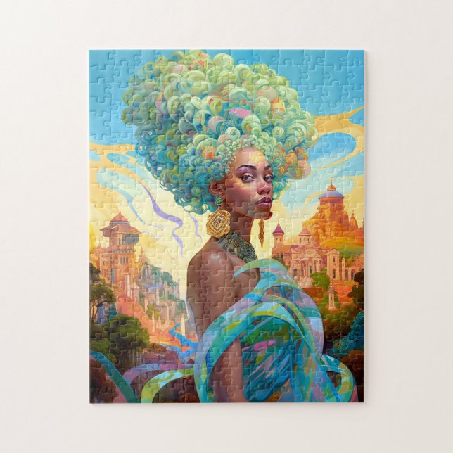 Lady in surreal World African American Art Puzzle (Vertikal)