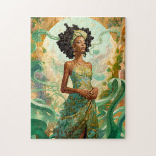 Lady in surreal World African American Art Puzzle