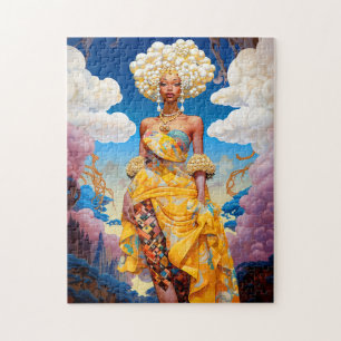 Lady in surreal World African American Art Puzzle