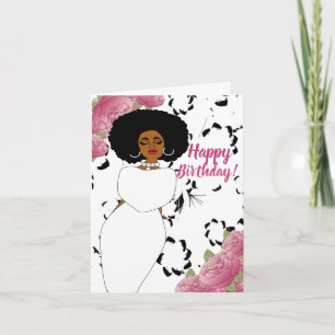 Lady in White African American Birthday Card Karte