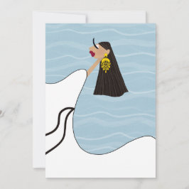 Lady in White Dancing by Sea in Griechenland Feiertagskarte