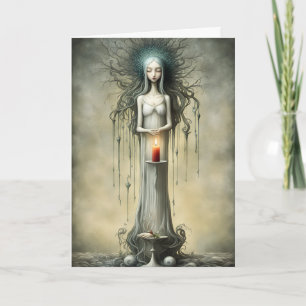 Lady in White mit Red Candle Gothday Karte