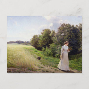 Lady in White Reading Postkarte