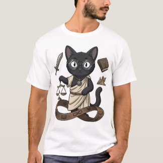 Lady Justice Black Cat Philosophie & Recht T-Shirt