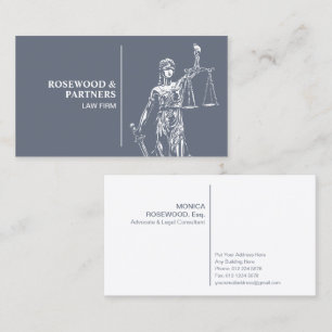 Lady Justice Illustration on Slate Gray Visitenkarte