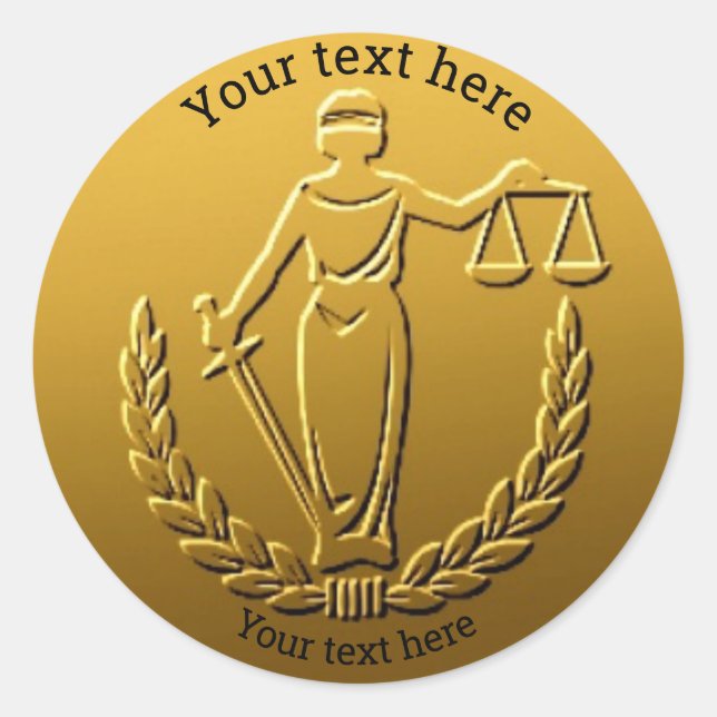 Lady Justice Law Customizable Coin Design #gold10 Runder Aufkleber (Vorderseite)