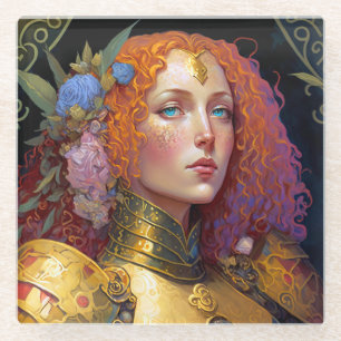 Lady Knight Warrior Armor Fantasy Art Glasuntersetzer