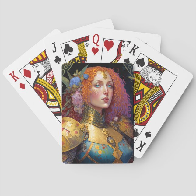 Lady Knight Warrior Armor Fantasy Art Spielkarten (Rückseite)