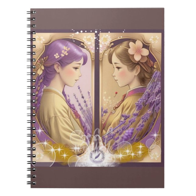 Lady Lavender Gold & Lady Sakura Gold Stationery Notizblock (Vorderseite)