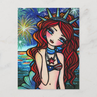 Lady Liberty 4. Juli Meerjungfrau Art Postkarte
