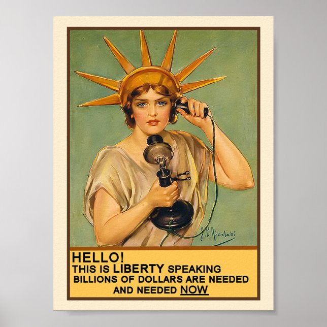 Lady Liberty am Telefon Poster (Vorne)