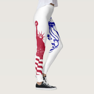 Lady Liberty American Flag Red White Leggings