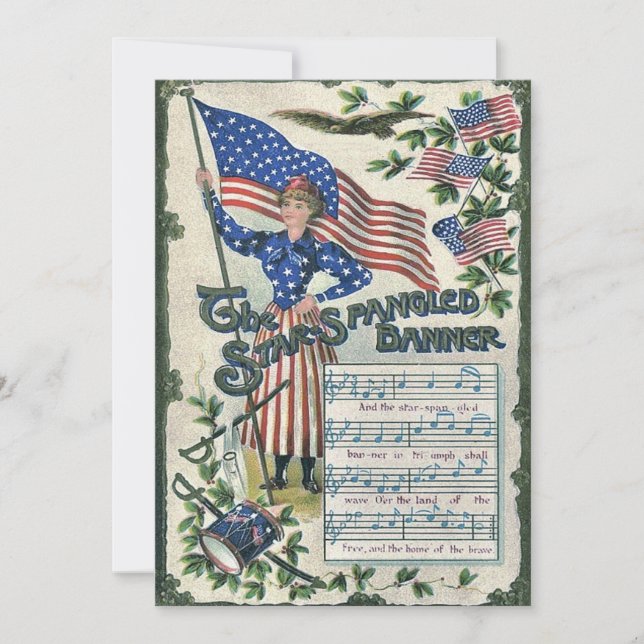 Lady Liberty American Flag Star-Spangled Banner Einladung (Vorderseite)