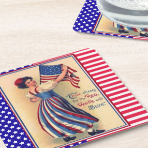 Lady Liberty Amerikanische Unabhängigkeitstag Patr Rechteckiger Pappuntersetzer