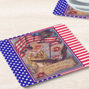 Lady Liberty Amerikanische Unabhängigkeitstag Patr Rechteckiger Pappuntersetzer