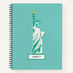 Lady Liberty auf tealfarbenem Notizbuch