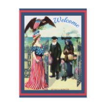 Lady Liberty begrüßt Einwanderer verändert Vintag