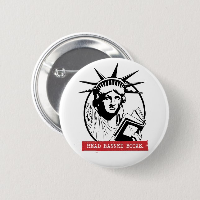 Lady Liberty las verbotene Bücher Button (Vorne & Hinten)