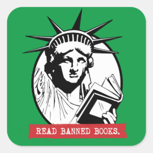 Lady Liberty las verbotene Bücher Quadratischer Aufkleber