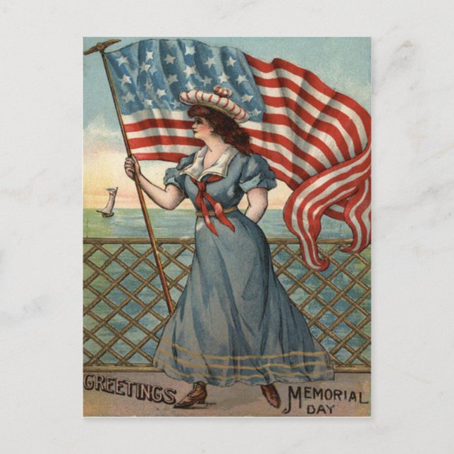 Lady Liberty Ocean Sailboat der US-Flagge Postkarte (Vorderseite)