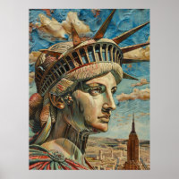 Lady Liberty Painting in Baroque Style Poster