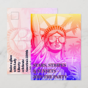 Lady Liberty prostet dem 250. – Party-Einladung Postkarte