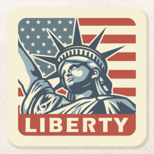 Lady Liberty Rechteckiger Pappuntersetzer