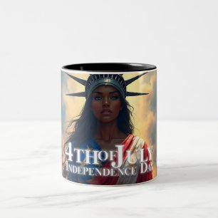 Lady Liberty Reimagined - Ein neues Gesicht der Fr Zweifarbige Tasse