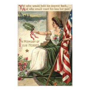 Lady Liberty Rose Soldiers unter US-Flagge Fotodruck