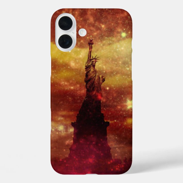 Lady Liberty rote und gelbe Sterne Case-Mate iPhone Hülle (Rückseite)