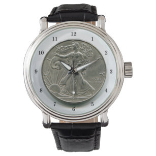Lady Liberty Silver Dollar Wrist Watch Armbanduhr