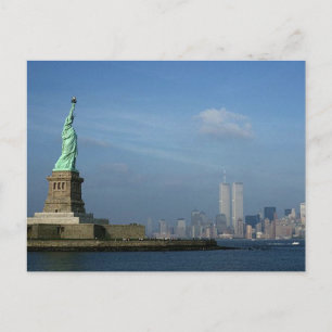 Lady Liberty & Twin Towers World Trade Center NYC Postkarte